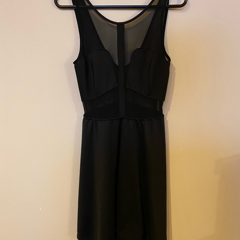Mesh Cut-Out Black Dress